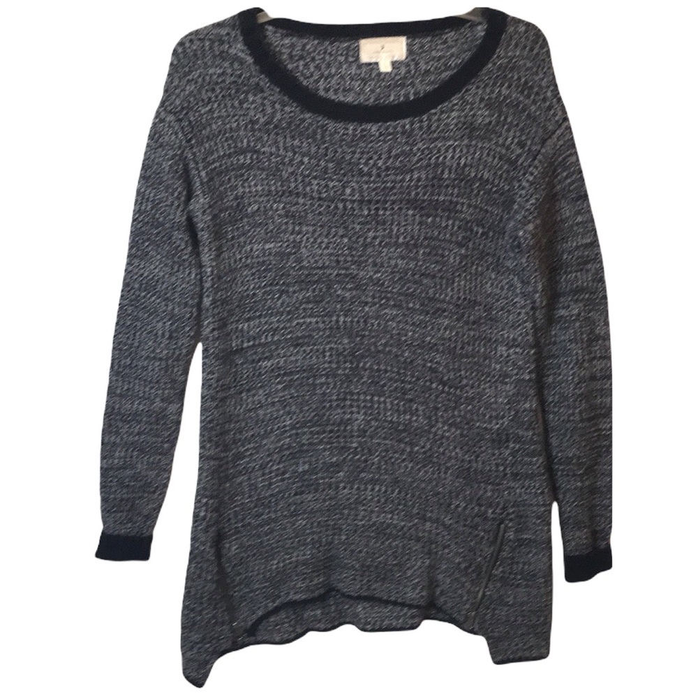 Anthropologie Ruby Moon Gray Marled Herringbone Thick Knit Sweater Tunic